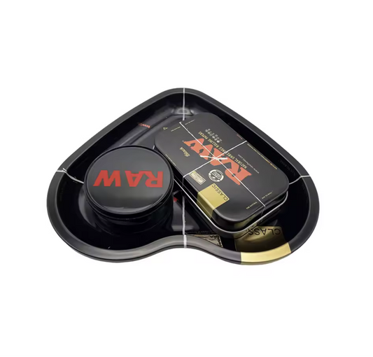 Heart shaped Raw rolling tray with grinder and tin