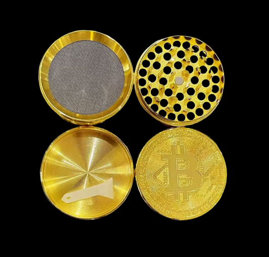 Bitcoin gold coloured 4pc metal grinder