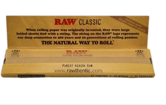 RAW King Size Rolling Papers - Organic & Unbleached (Genuine)
